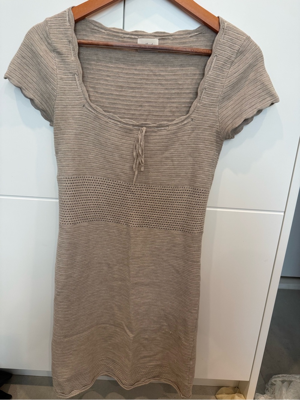 Wilfred Ribbed Scoop-Neck Knit Dress in Taupe